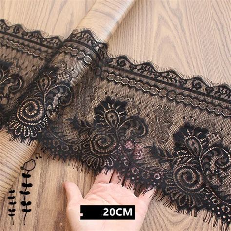 3 Meters Lot 20cm Width Black Eyelash Lace Diy Decorative High Quality