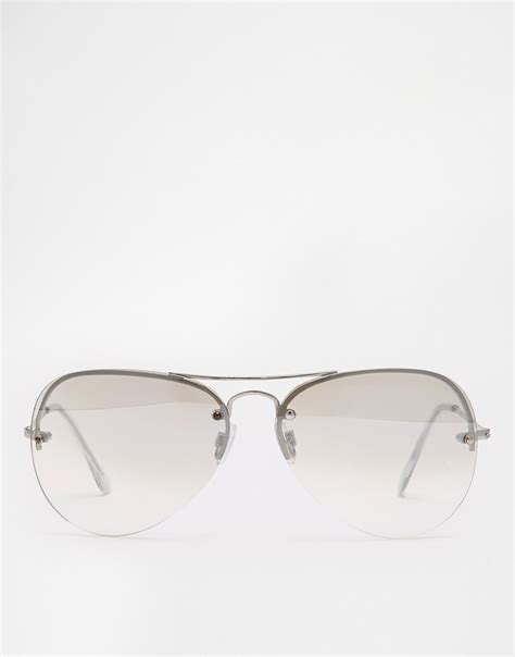Asos Aviator Sunglasses With Light Lens In Silver Metallic For Men Lyst