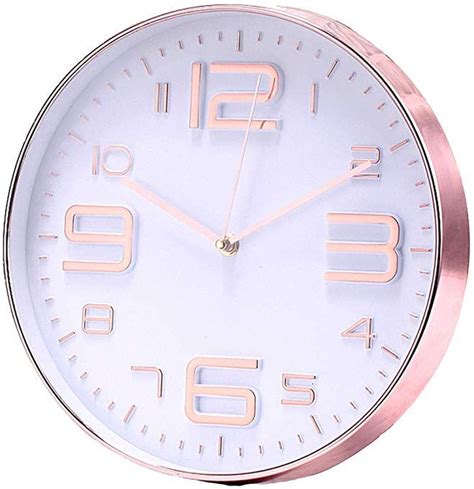 Lonbuys Rose Gold Silent Wall Clock12 Inch No Ticking Quartz Clock 3d