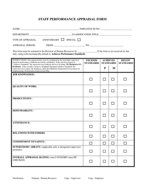 Free Employee Evaluation Forms Printable Printable Templates