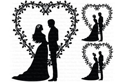Wedding Heart Bride And Groom SVG Wedding Clipart SVGs Design Bundles