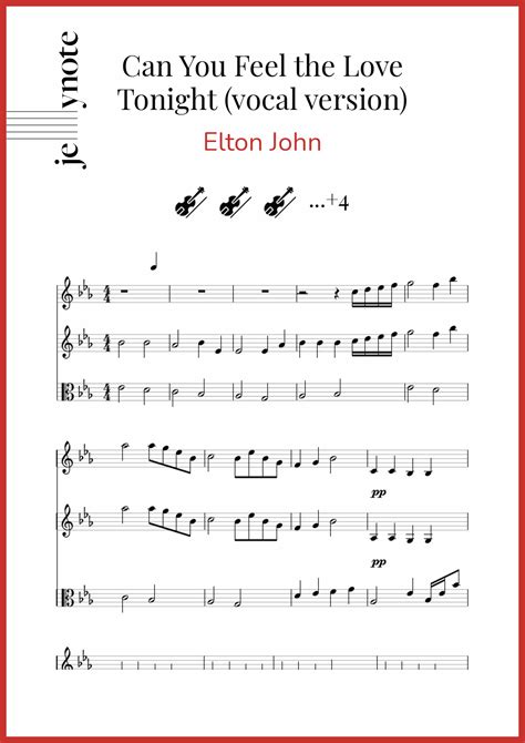 Elton John Can You Feel The Love Tonight Vocal Version Violin