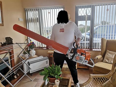 Me Holding My Dads New Chainsaw The Most Powerful Production Chainsaw