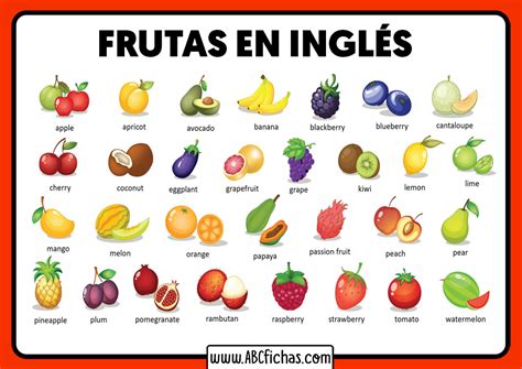 Frutas En Ingles Para Niños Abc Fichas