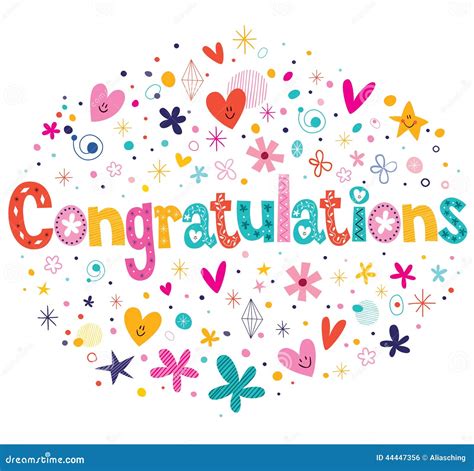 Congratulations Typography Lettering Decorative Text Card Design Stock