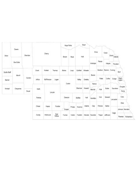 Nebraska County Map With County Names Free Download