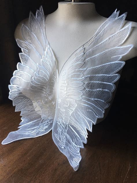 White Angel Wing Applique Pair In Organza For Bridal Etsy