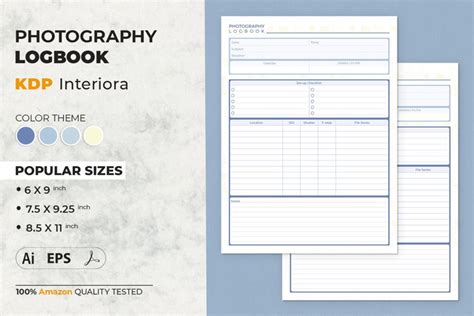 Photography Log Book Printable Template