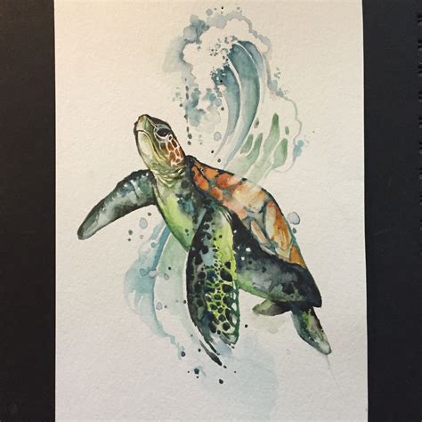 Watercolor Sea Turtle Arte De Tortugas Marinas Dibujo De Tortuga