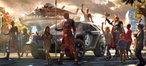 Avengers Campus Concept Art Toont Rondlopende Personages Travel To