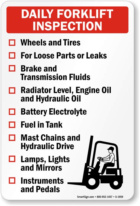 Printable Daily Forklift Inspection Checklist
