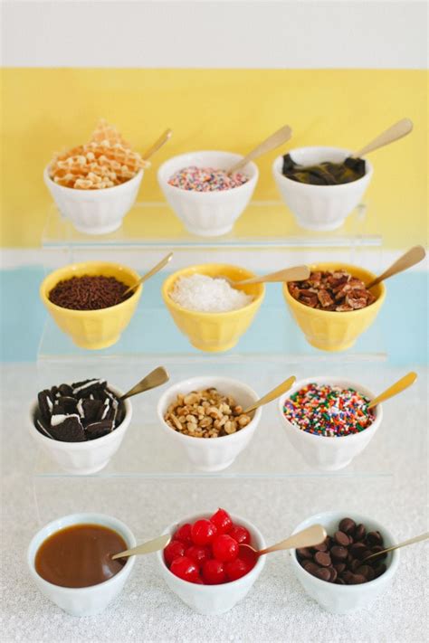 Oh and we are having popcorn and sugared almonds. a roundup of 20 ice cream sundae bar ideas for summer parties