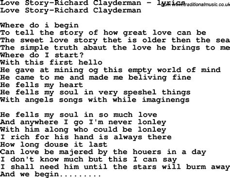 Love Song Lyrics Forlove Story Richard Clayderman