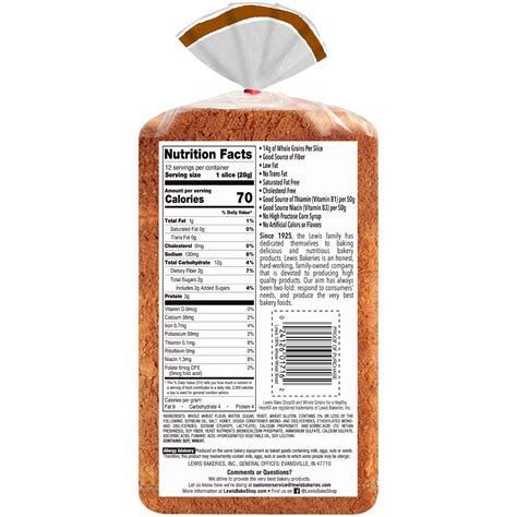 Whole Wheat Bread Nutrition Facts Label Runners High Nutrition