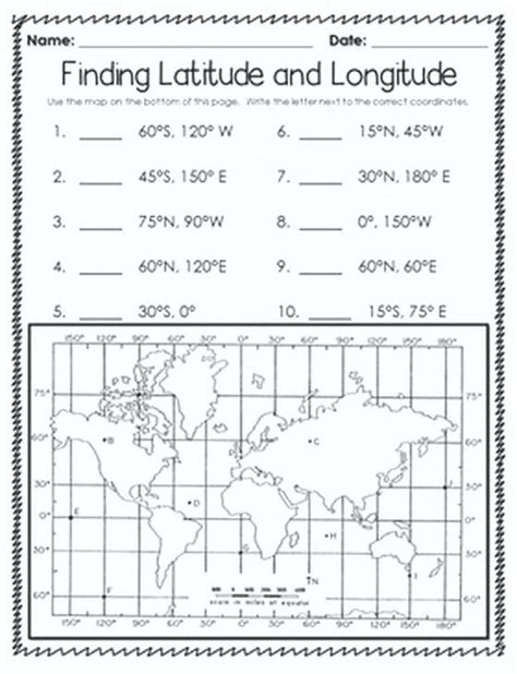 Latitude And Longitude Globe Practice Worksheets Coordinates Of The