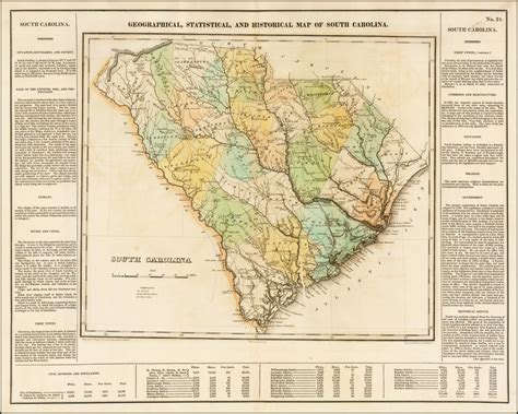 Geographical Statistical And Historical Map Of South Carolina Barry