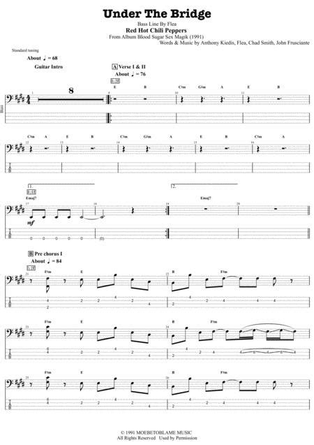 Red Hot Chili Peppers Under The Bridge Bass Transcription Complete And