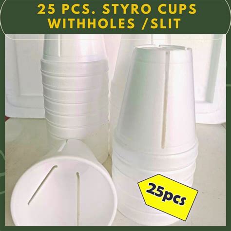 25pcs 8oz Styro Cups With Neck WITH HOLES SLIT For Hydroponics