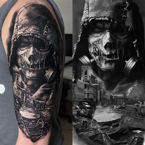 Two Different Tattoos That Have Been Tattooed On Each Arm And Shoulder