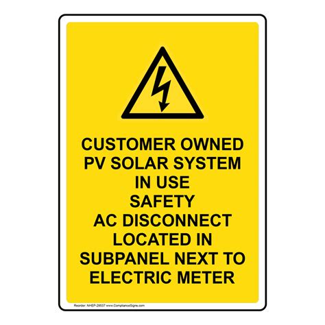 Portrait Customer Owned Pv Solar Sign With Symbol Nhep 29537