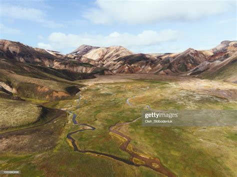 Scenic Aerial View Of Colorful Mountains In Landmannalaugar In Iceland