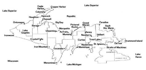 Cities In Upper Peninsula Michigan Map Map Vector