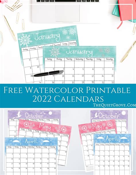 Free Printable Calendar Free Printables Vertical Calendar Watercolor