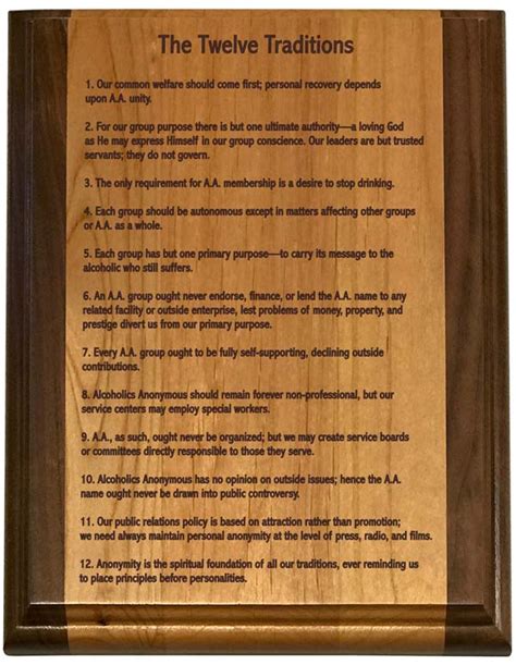 The 12 Traditions Of Alcoholics Anonymous Deluxe Plaque Aa Ts