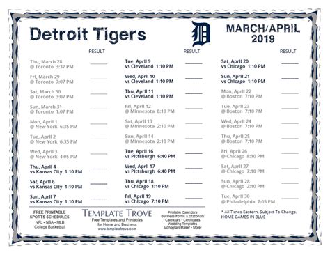 Ticketcity is a trusted source to purchase mlb tickets and our unique shopping experience makes it easy to find the best seats at the ballpark. Printable 2019 Detroit Tigers Schedule