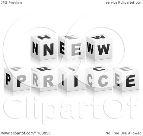 Clipart Of A 3d Black And White New Price Cubes Royalty Free Vector