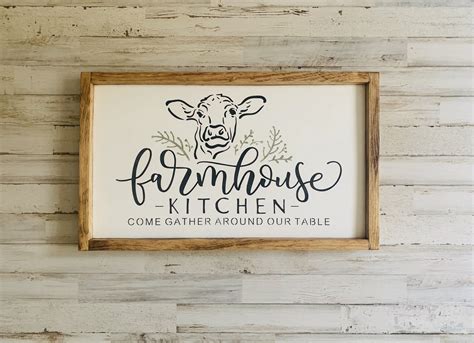 Farmhouse Kitchen Wood Sign Come Gather Around Our Table Etsy In 2021