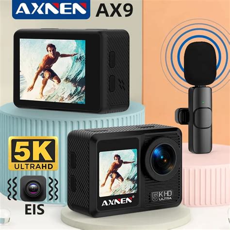 Axnen Ax K Action Camera With Wireless Microphone K Fps Eis Video Sports Cameras Touch