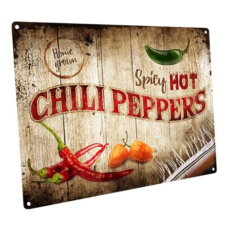 Spicy Hot Chili Peppers Metal Sign Wall Decor For Kitchen And Etsy