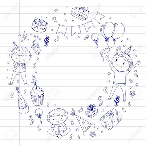All the best birthday party drawing 35+ collected on this page. Birthday party children Kids drawing Party invitation with ...