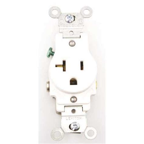 Leviton 5801 W 20 Amp Commercial Grade Grounding Single Outlet White