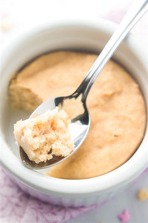 This vegan mug cake recipe is an eggless vanilla mug cake recipe ready in 2 minutes in the microwave. Skinny Single-Serving Vanilla Mug Cake {Recipe Video!} | Amy's Healthy Baking