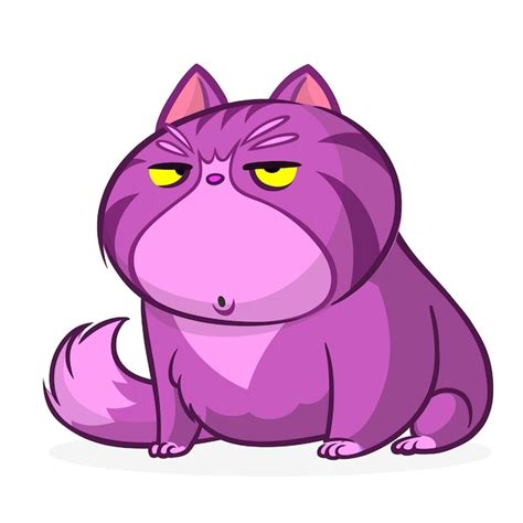 Premium Vector Cartoon Pretty Purple Fat Cat Fat Striped Cat Illustration Isolated