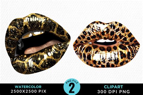 Leopard Glitter Sexy Lips Clipart Design Graphic By Regulrcrative