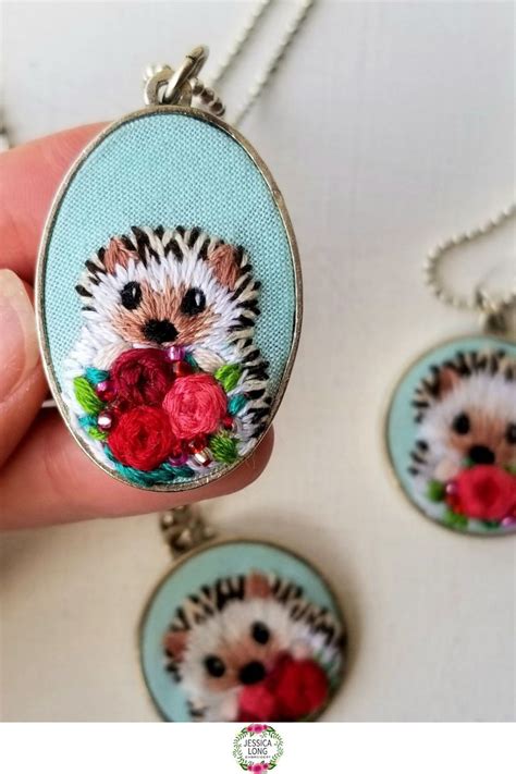 Embroidered Hedgehog Necklace Hand Embroidered Jewelry Artofit