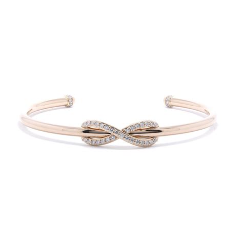 Tiffany And Co 18k Rose Gold Infinity Cuff Bracelet With Diamonds