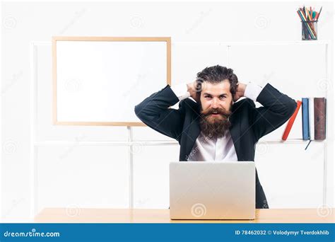 Workman Put Hands Behind Head Stock Photo Image Of Work Workplace