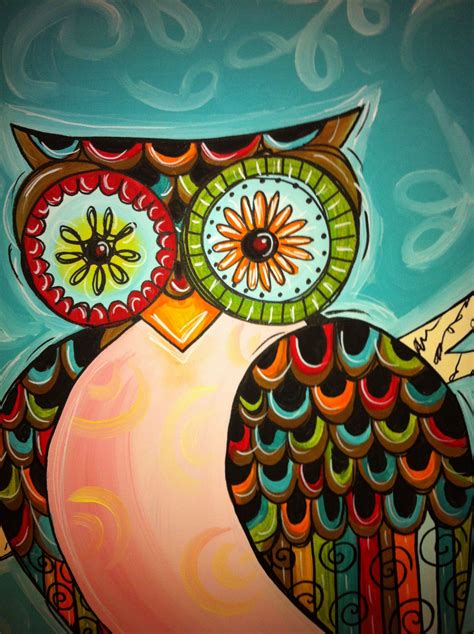 Great Big Full Owl By Jenny Hallart Owl Painting Colorful Owls Painting