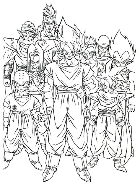 Color dragon ball z manga famoso héroe de los 90! pintura de Goku y los guerreros Z para imprimir y colorear ...
