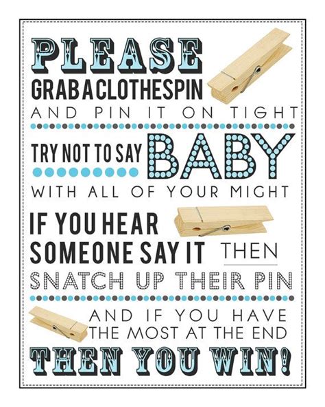 Dont Say Baby Clothespin Game Printable Baby Shower Etsy Clothes