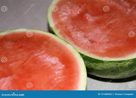Seedless Watermelon Cut In Half Stock Photo Image Of Watermelon