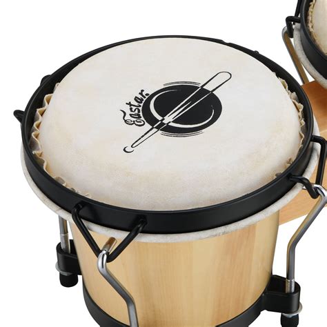 Eastar Bongo Drums 6” And 7” Wood Percussion Instrument Bongos For Kid