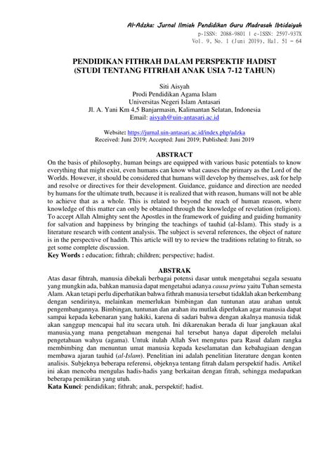 Pendidikan anak usia dini (teori dan praktik pembelajaran). (PDF) Pendidikan Fithrah dalam Perspektif Hadist (Studi ...