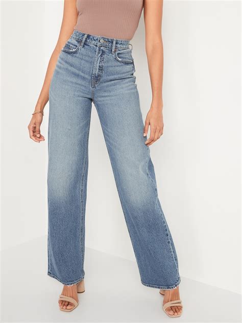 Extra High Waisted Wide Leg Jeans Old Navy