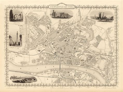 Old Map Of Newcastle Upon Tyne And Gateshead In 1851 By Tallis Etsy