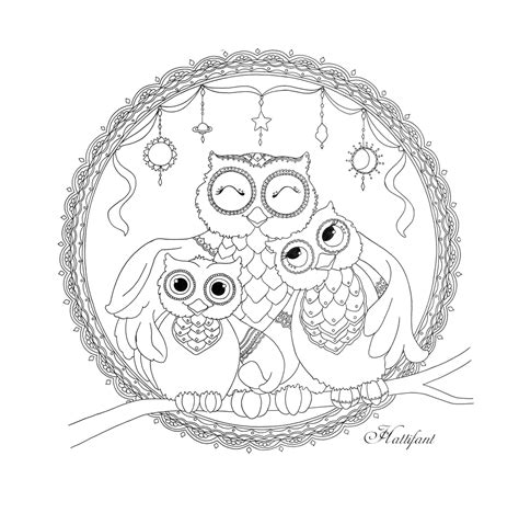 Manja june 15, 2016 blog. Owl Family Love Coloring Page - Hattifant